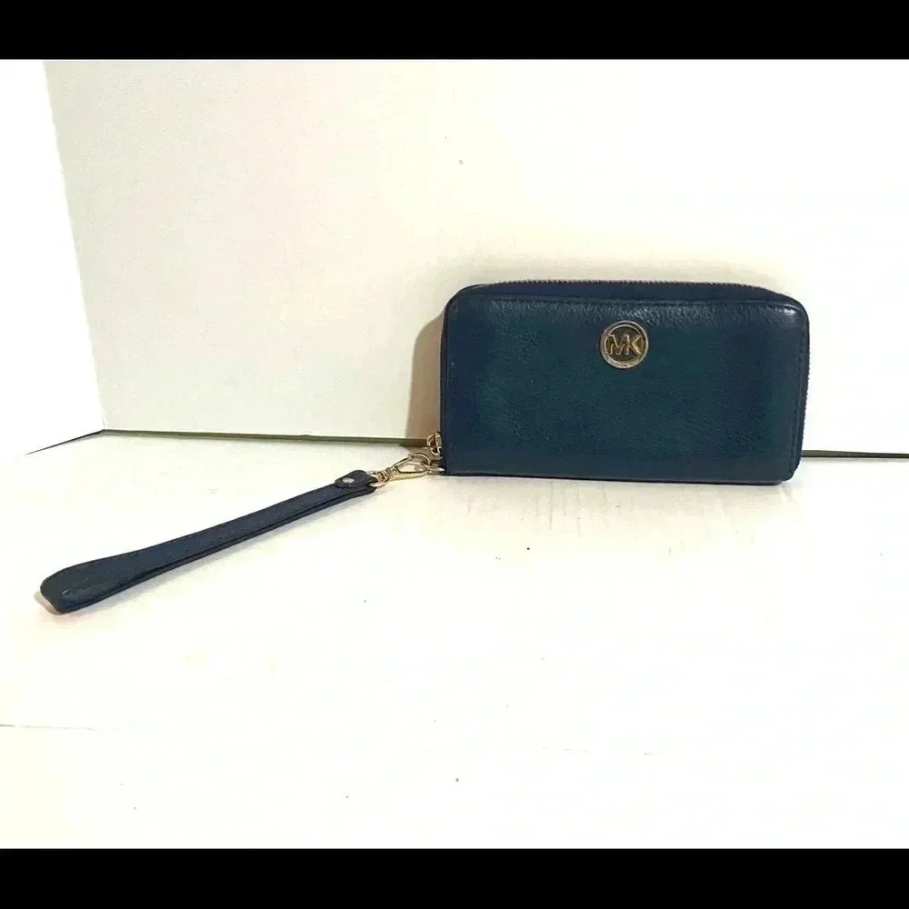 Michael kors navy blue leather wallet/ wristlet